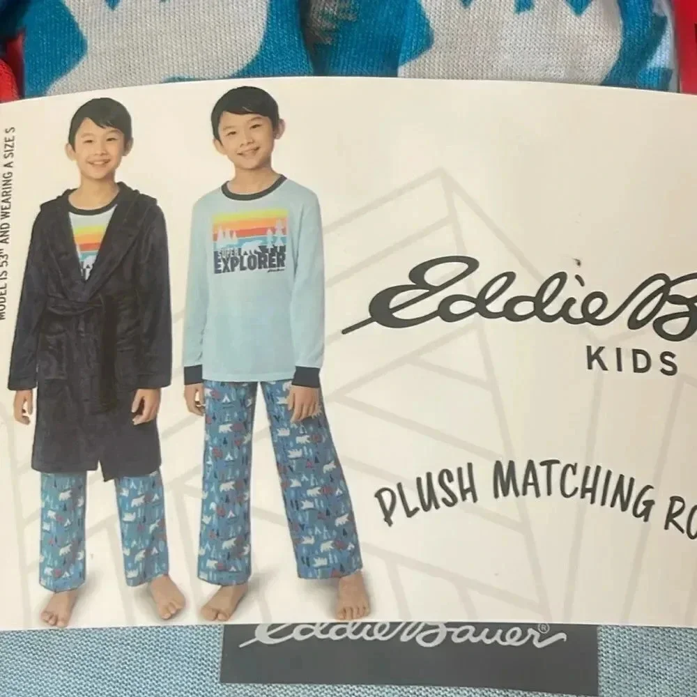 #3 Eddie Bauer Youth 3-piece Robe & Matching Pajamas Set Size Medium 10/12 Boys